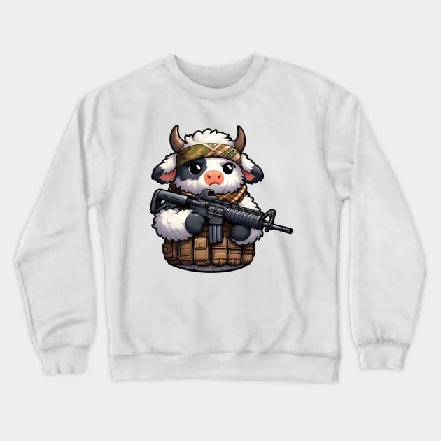 Fluffy Cow Crewneck Sweatshirt by Rawlifegraphic